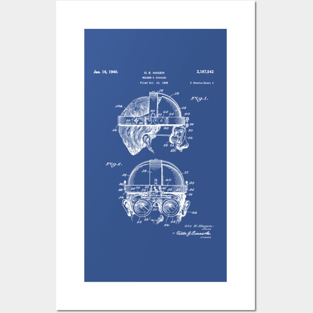 Welding Goggles Patent - Welder Art - Blueprint Wall Art by patentpress